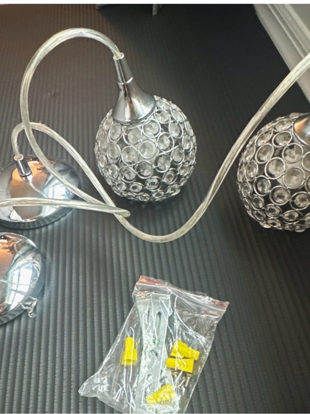 Crystal Ball Pendant Light - Silver set of 2